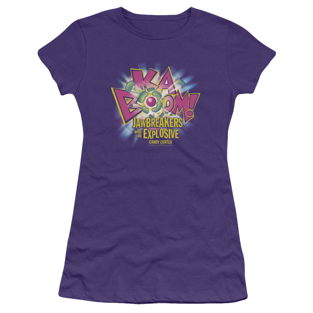 Dubble Bubble Ka Boom Junior Sheer Cap Sleeve Womens T Shirt Purple