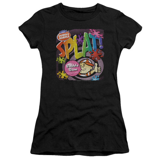 Dubble Bubble Splat Gum Junior Sheer Cap Sleeve Womens T Shirt Black