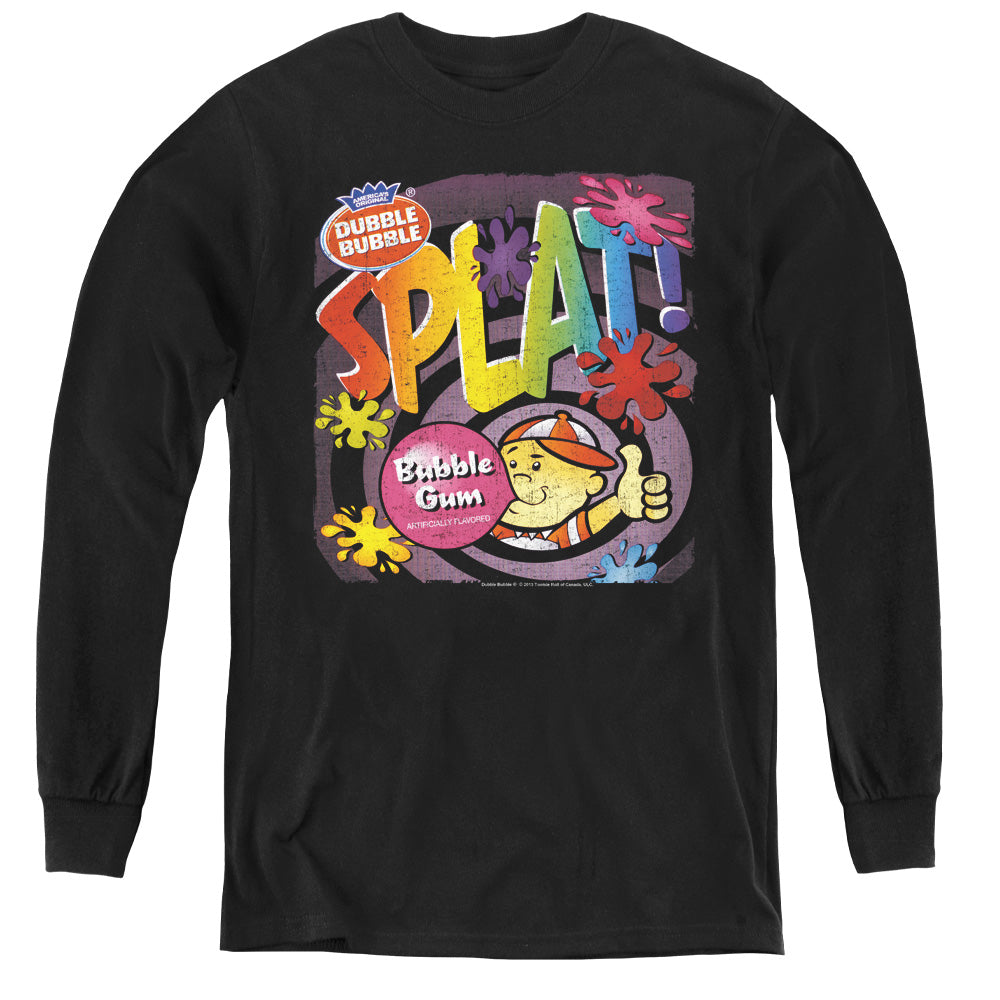 Dubble Bubble Splat Gum Long Sleeve Kids Youth T Shirt Black