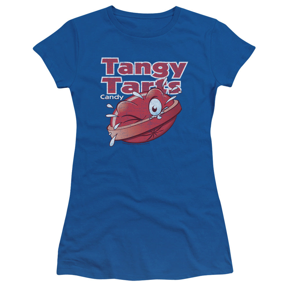 Dubble Bubble Tangy Tarts Junior Sheer Cap Sleeve Womens T Shirt Royal Blue