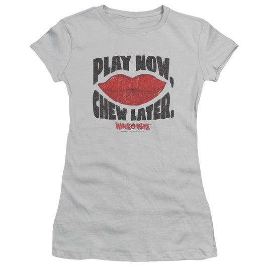 Dubble Bubble Play Chew Junior Sheer Cap Sleeve Womens T Shirt Silver