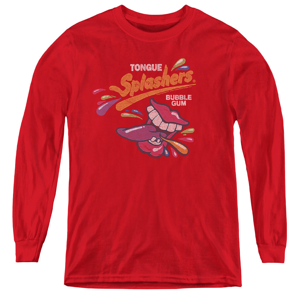 Dubble Bubble Distress Logo Long Sleeve Kids Youth T Shirt Red