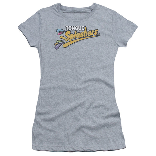 Dubble Bubble Tongue Splashers Logo Junior Sheer Cap Sleeve Womens T Shirt Athletic Heather