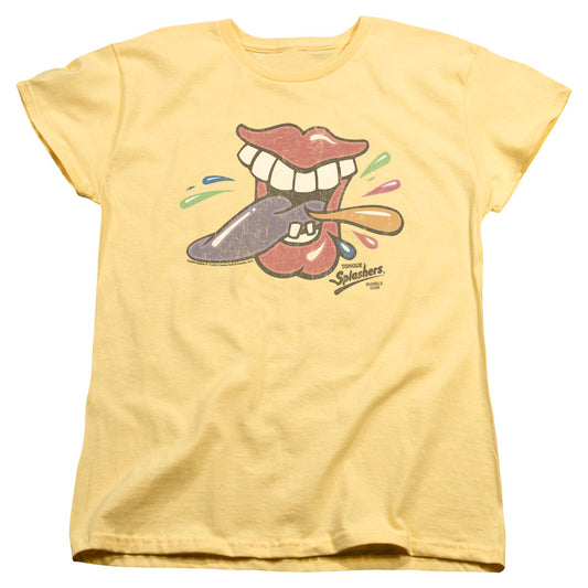 Dubble Bubble Rolling Tongue Womens T Shirt Banana