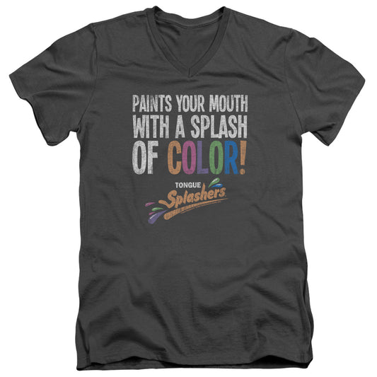 Dubble Bubble Paints Your Mouth Mens Slim Fit V Neck T Shirt Charcoal