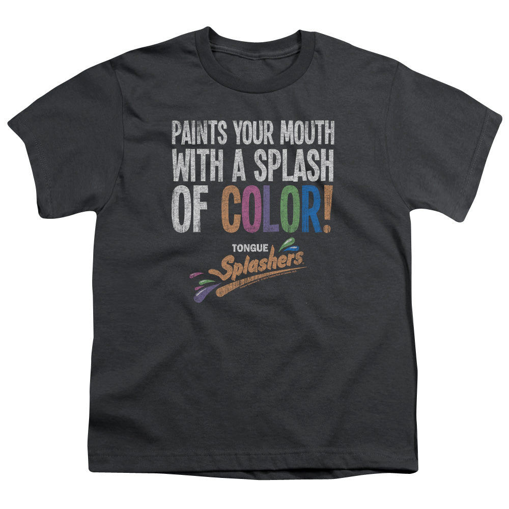 Dubble Bubble Paints Your Mouth Kids Youth T Shirt Charcoal