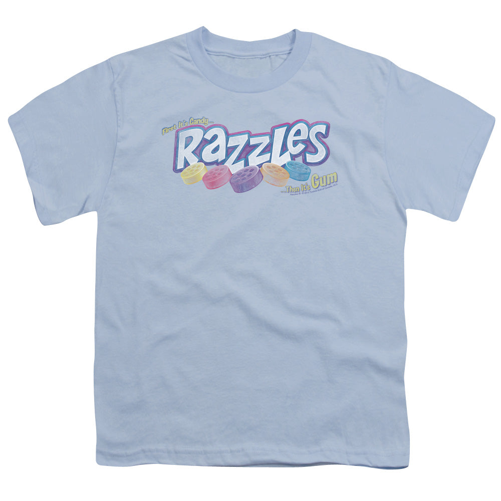 Dubble Bubble Distressed Logo Kids Youth T Shirt Light Blue