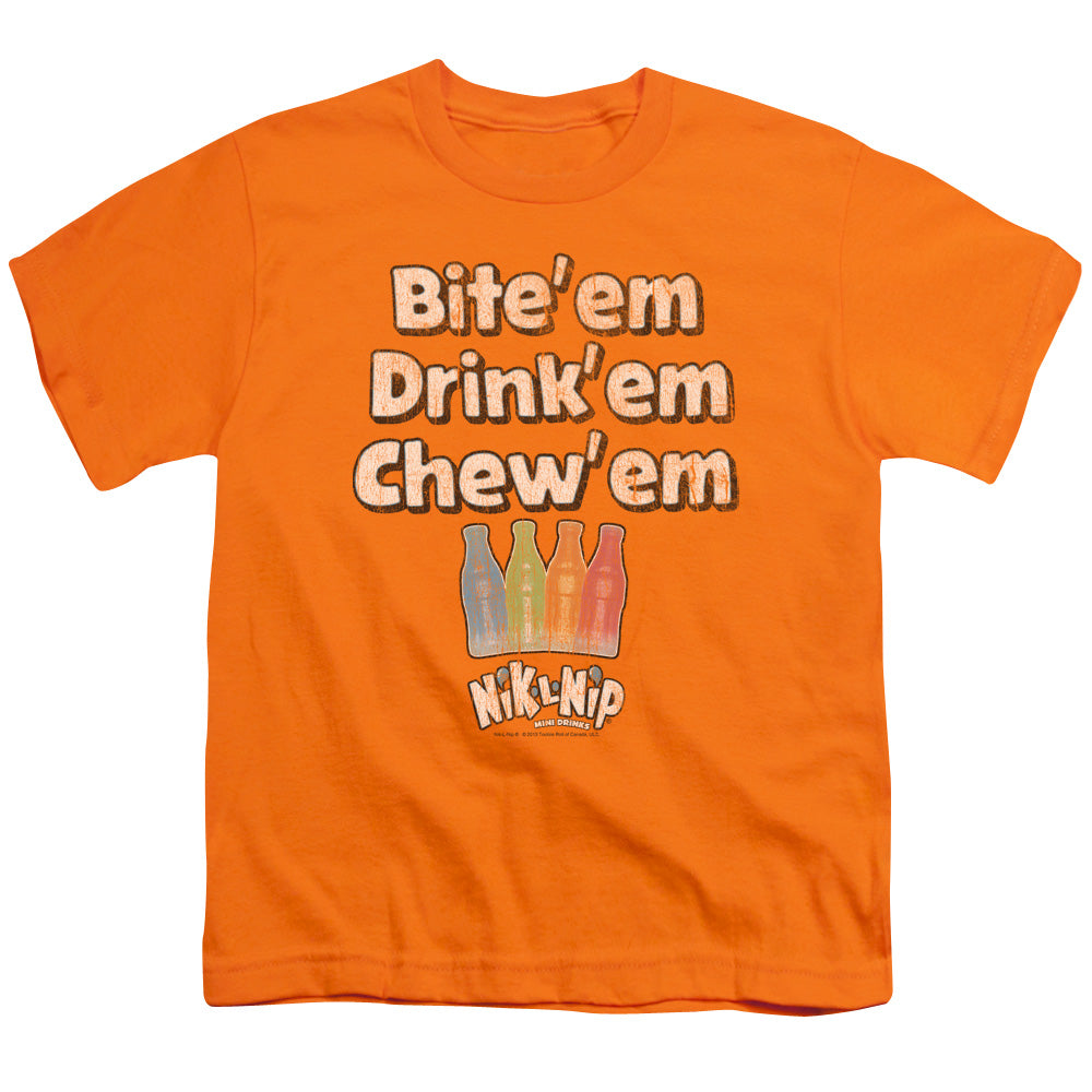 Dubble Bubble Bite Drink Chew Kids Youth T Shirt Orange