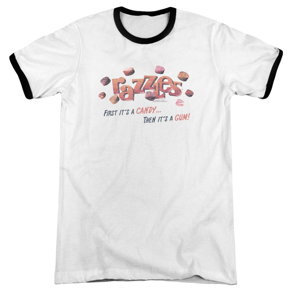 Dubble Bubble a Gum and a Candy Heather Ringer Mens T Shirt White Black