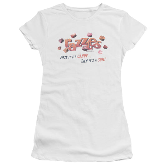 Dubble Bubble a Gum and a Candy Junior Sheer Cap Sleeve Womens T Shirt White