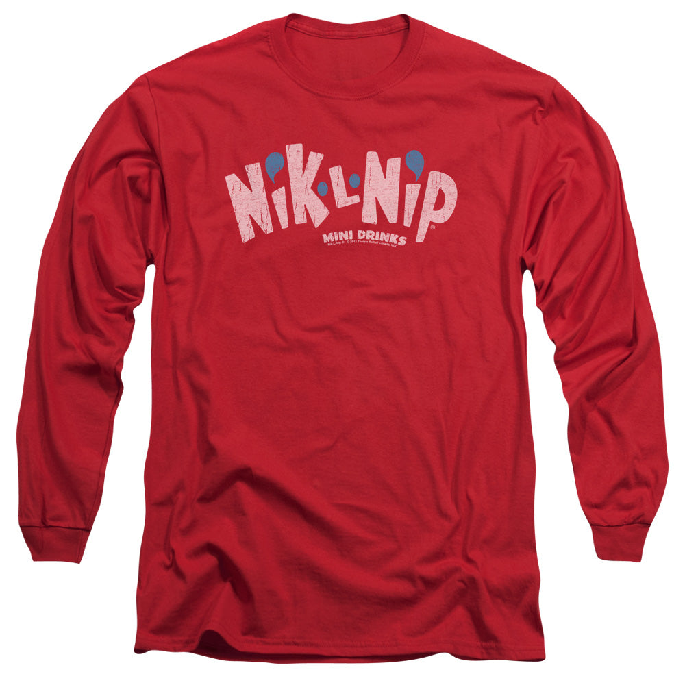 Dubble Bubble Distressed Logo Mens Long Sleeve Shirt Red