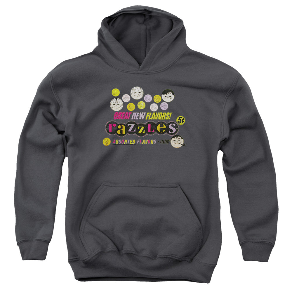 Dubble Bubble Razzles Retro Box Kids Youth Hoodie Charcoal