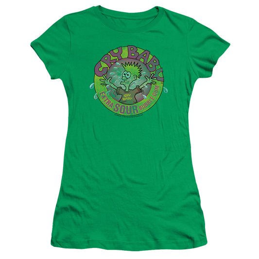 Dubble Bubble Logo Junior Sheer Cap Sleeve Womens T Shirt Kelly Green