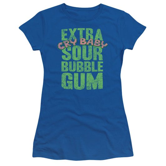 Dubble Bubble Extra Sour Junior Sheer Cap Sleeve Womens T Shirt Royal Blue