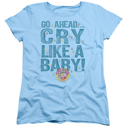 Dubble Bubble Cry Like a Baby Womens T Shirt Light Blue