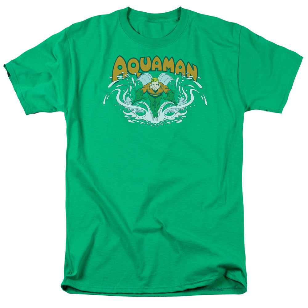 DC Comics Aquaman Splash Mens T Shirt Kelly Green