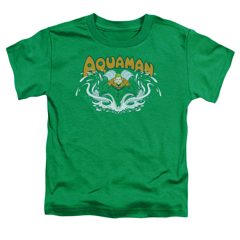 DC Comics Aquaman Splash Toddler Kids Youth T Shirt Kelly Green