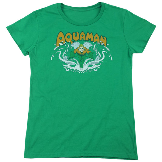 DC Comics Aquaman Splash Womens T Shirt Kelly Green