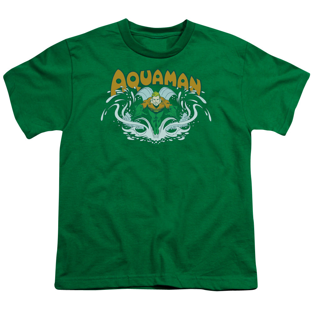 DC Comics Aquaman Splash Kids Youth T Shirt Kelly Green