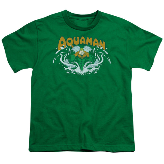 DC Comics Aquaman Splash Kids Youth T Shirt Kelly Green