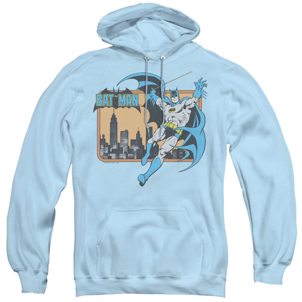 DC Comics Batman in the City Mens Hoodie Light Blue
