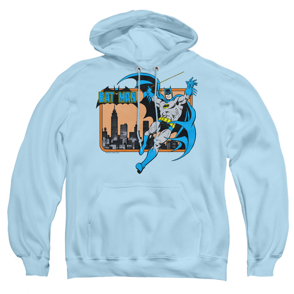Dc Batman Batman In The City Mens Hoodie Light Blue Officially Licensed
