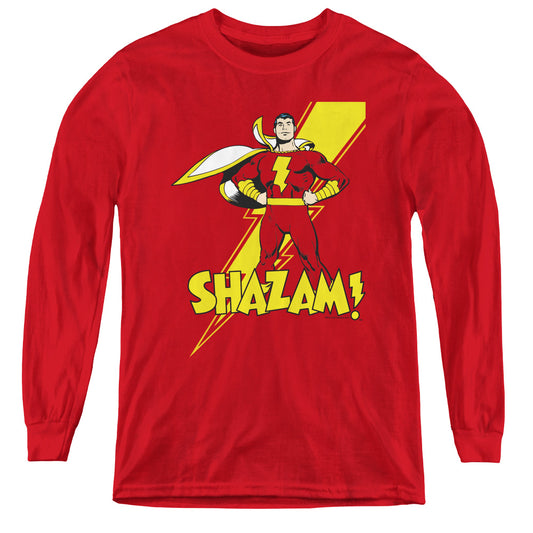 DC Comics Shazam! Long Sleeve Kids Youth T Shirt Red