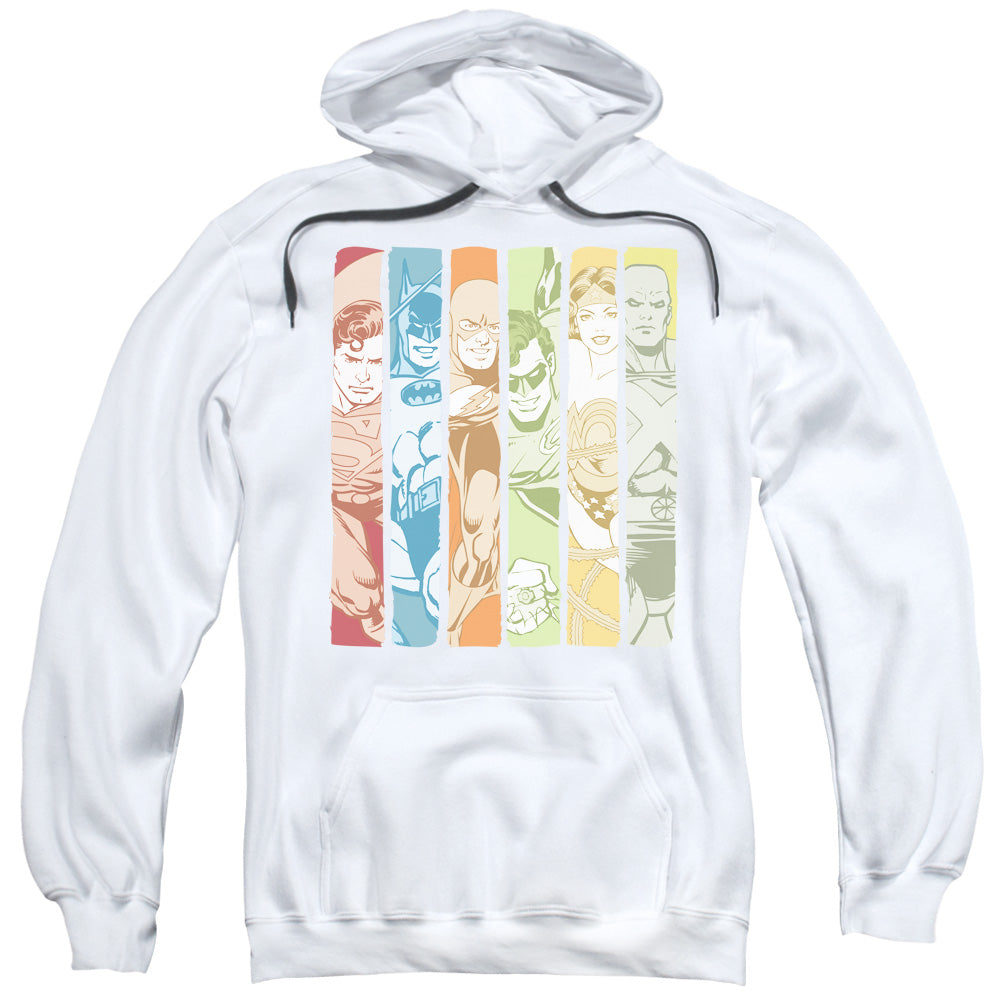 DC Comics Justice League Columns Mens Hoodie White