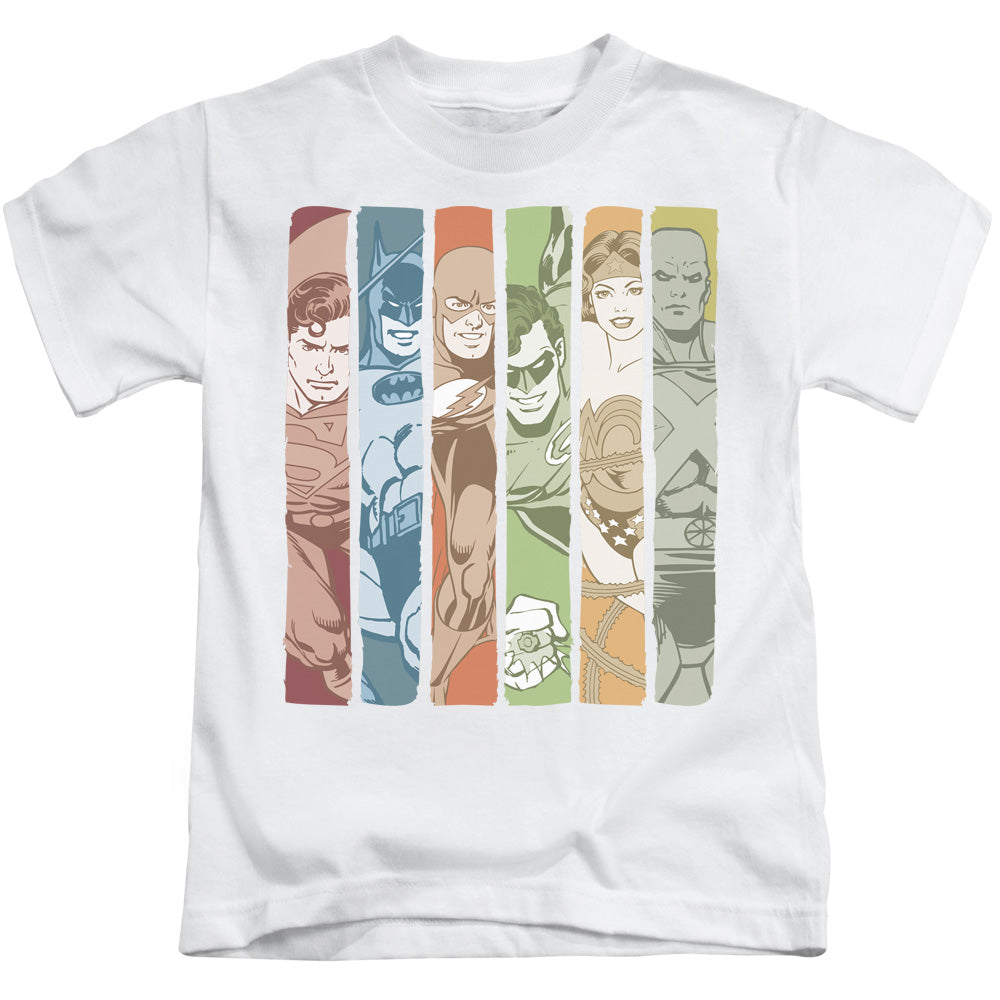 DC Comics Justice League Columns Juvenile Kids Youth T Shirt White 
