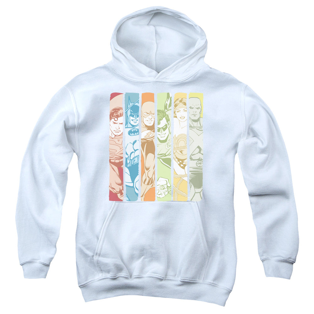 DC Comics Justice League Columns Kids Youth Hoodie White
