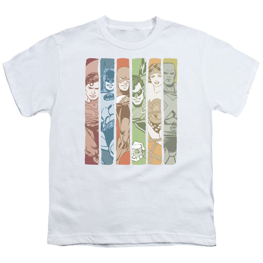 DC Comics Justice League Columns Kids Youth T Shirt White