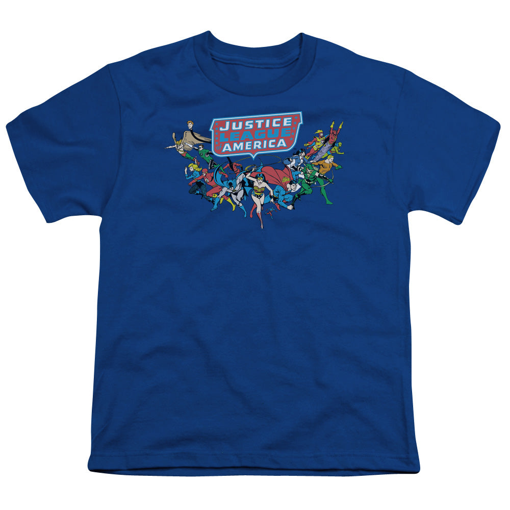 DC Comics Here They Come Kids Youth T Shirt Royal Blue