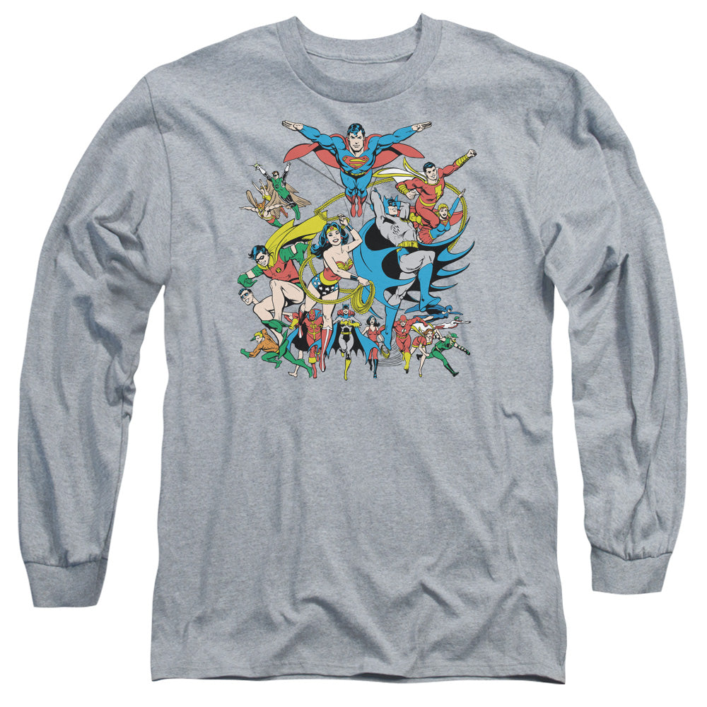 DC Comics Justice League Assemble Mens Long Sleeve Shirt Athletic Heather