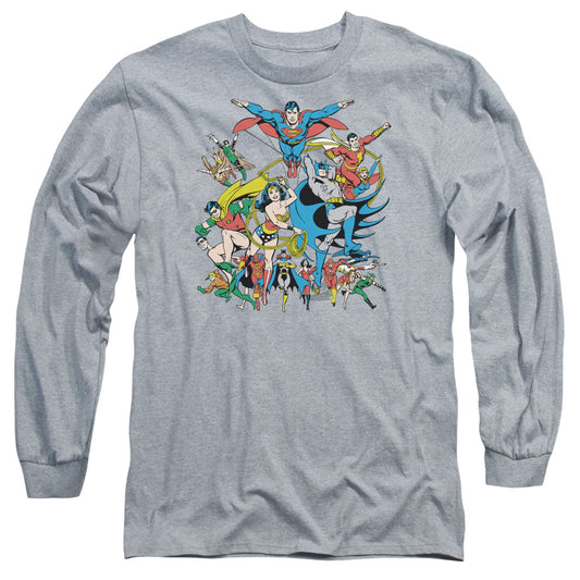 DC Comics Justice League Assemble Mens Long Sleeve Shirt Athletic Heather