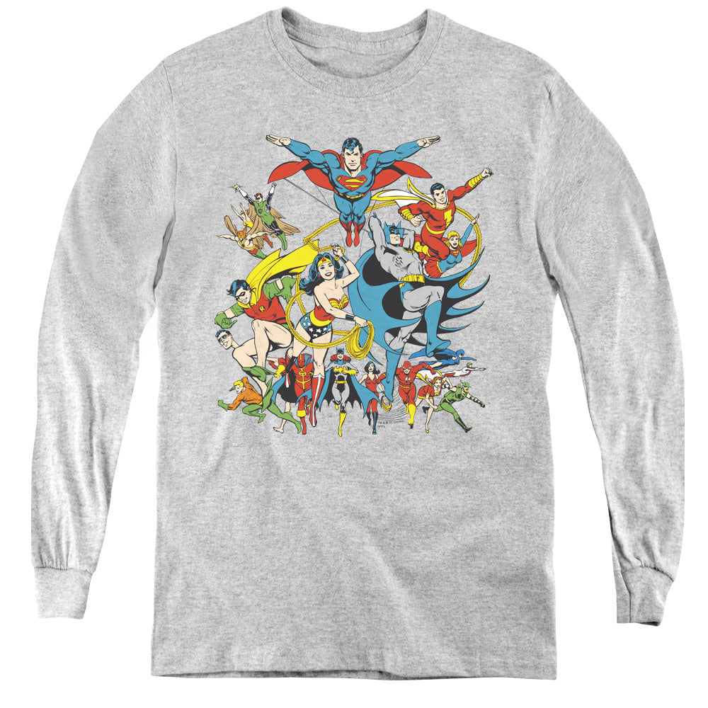 DC Comics Justice League Assemble Long Sleeve Kids Youth T Shirt Athletic Heather
