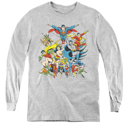 DC Comics Justice League Assemble Long Sleeve Kids Youth T Shirt Athletic Heather