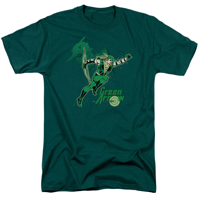 DC Comics Green Arrow in Action Mens T Shirt Hunter Green