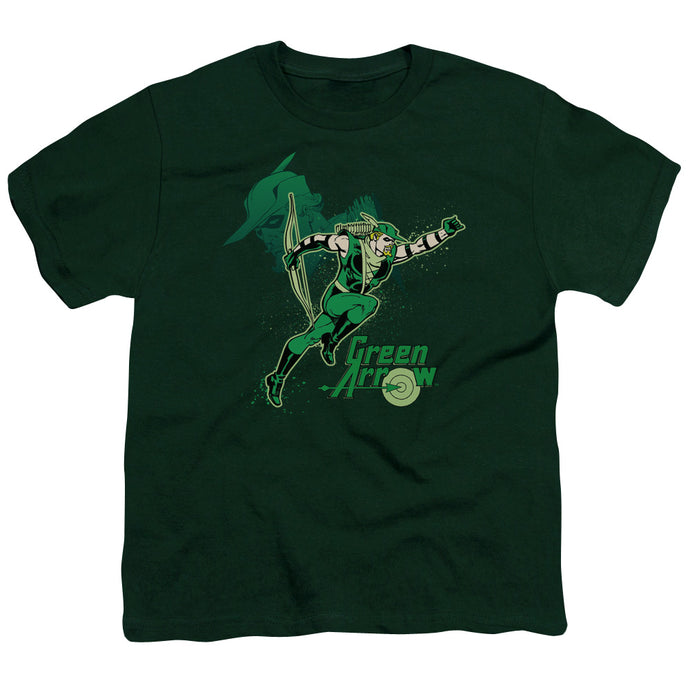 DC Comics Green Arrow in Action Kids Youth T Shirt Hunter Green