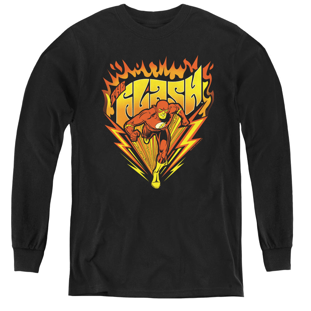 DC Comics Flash Blazing Speed Long Sleeve Kids Youth T Shirt Black