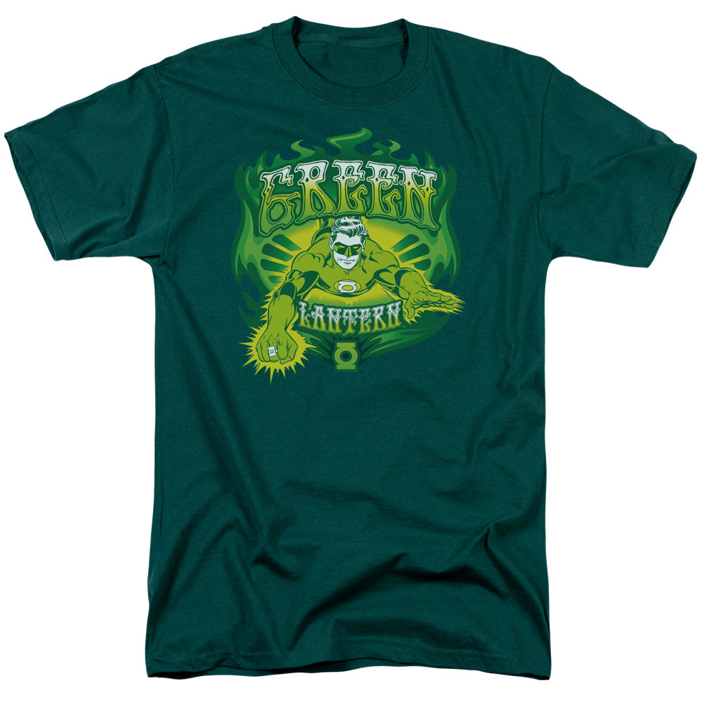 DC Comics Green Flames Mens T Shirt Hunter Green