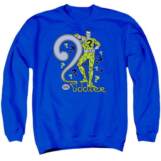 DC Comics the Riddler Mens Crewneck Sweatshirt Royal Blue