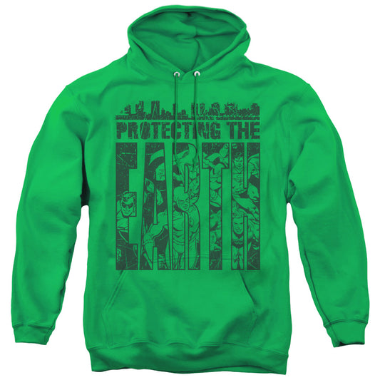 DC Comics Protecting the Earth Mens Hoodie Kelly Green