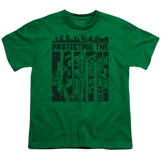 DC Comics Protecting the Earth Kids Youth T Shirt Kelly Green