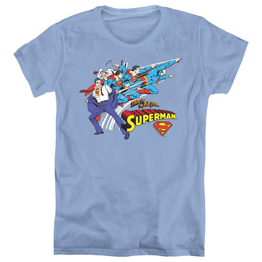 DC Comics Quick Change Womens T Shirt Carolina Blue