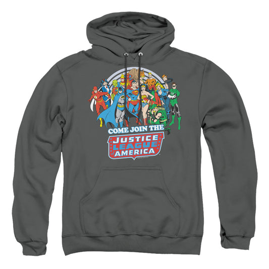 Dc Join The Justice League Mens Hoodie Charcoal Officially Licensed