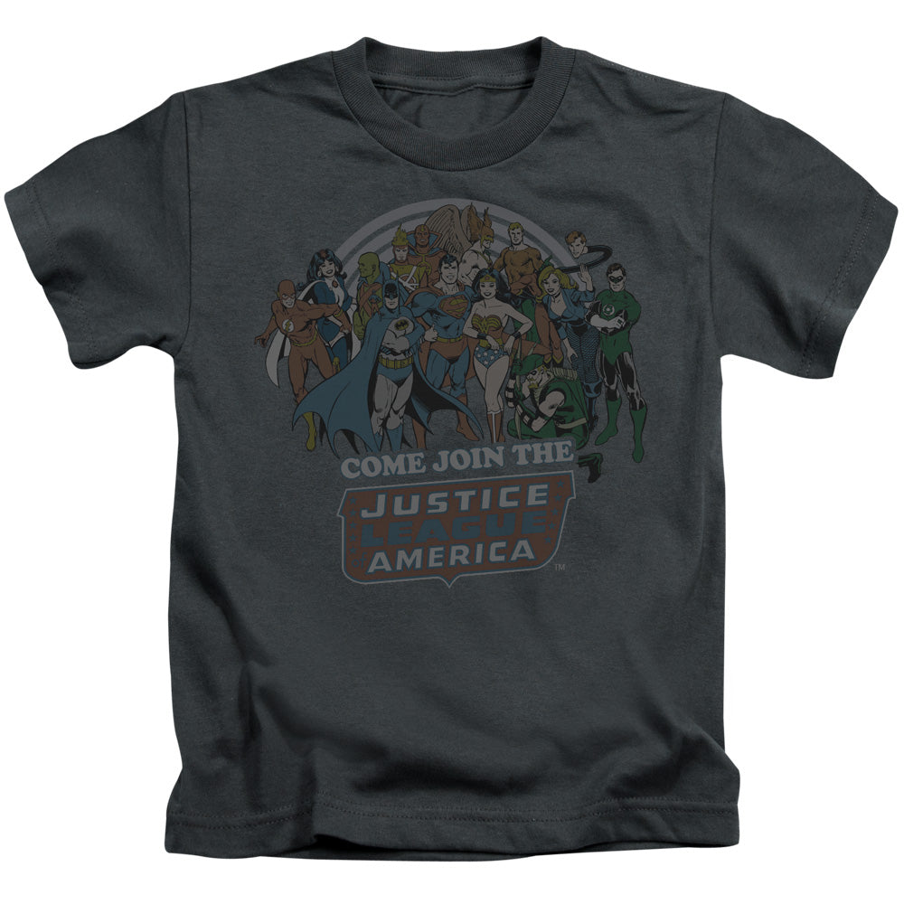 DC Comics Join the Justice League Juvenile Kids Youth T Shirt Charcoal 