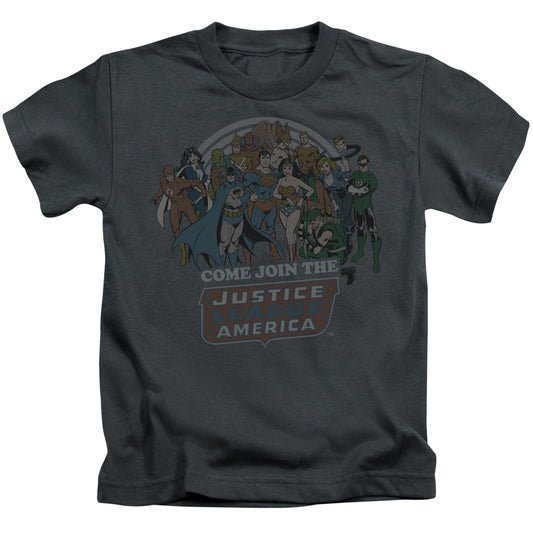 DC Comics Join the Justice League Juvenile Kids Youth T Shirt Charcoal 