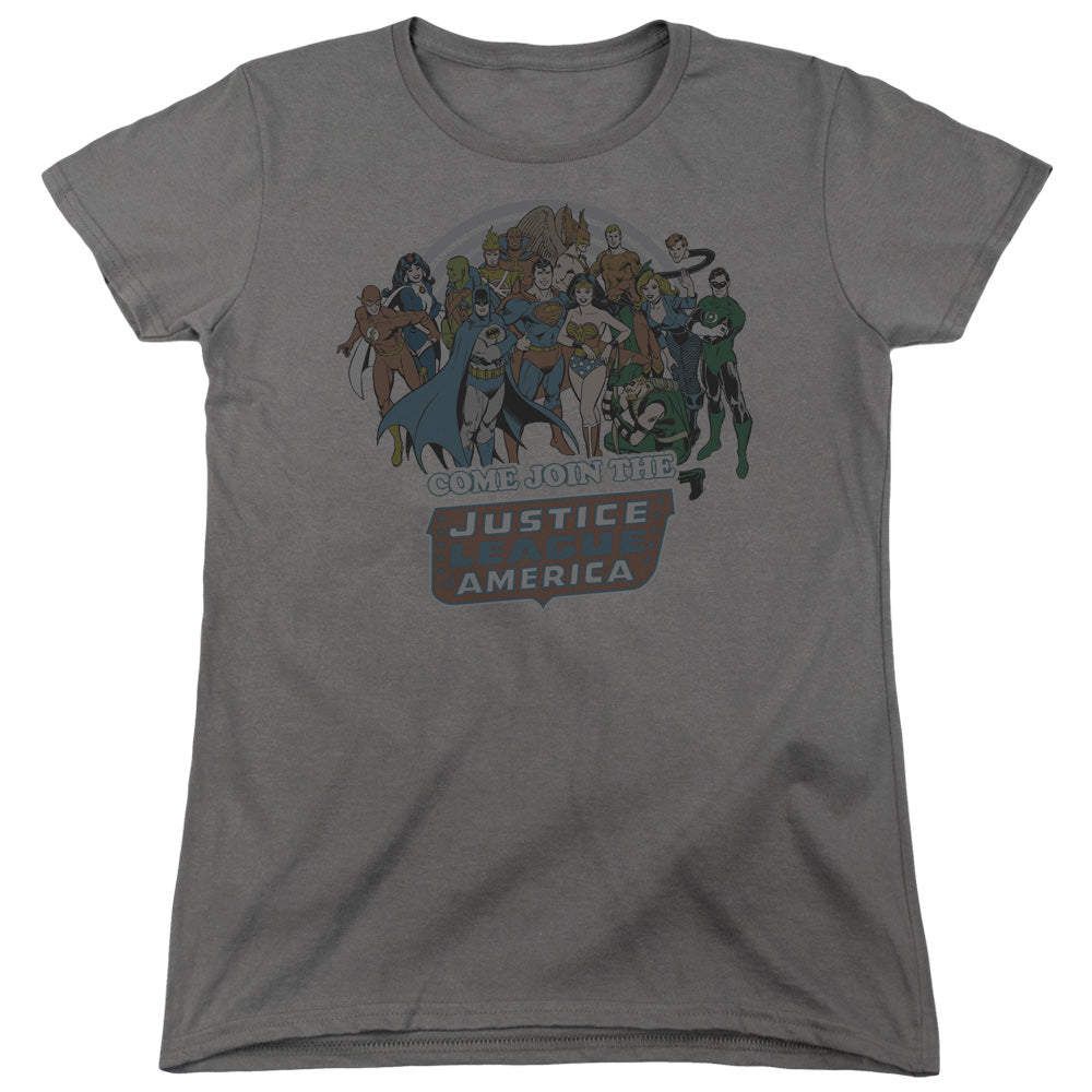 DC Comics Join the Justice League Womens T Shirt Charcoal