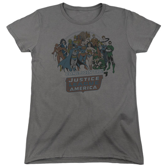 DC Comics Join the Justice League Womens T Shirt Charcoal