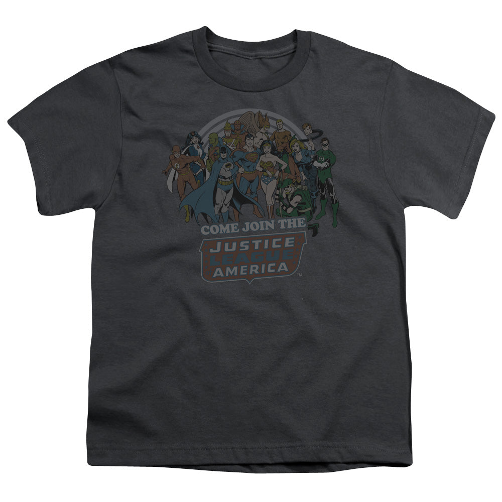 DC Comics Join the Justice League Kids Youth T Shirt Charcoal